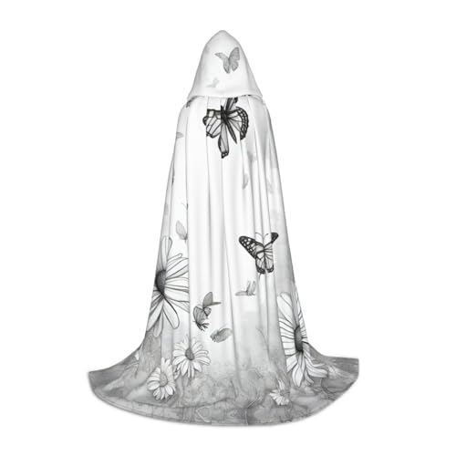 YaWea Renaissance-Umhang mit Schmetterlings-Gänseblümchen-Aufdruck, für Damen und Herren, Erwachsene, mittelalterlicher Umhang, Wikingerumhang, Zauberer-Umhang mit Kapuze YaWea Renaissance-Umhang mit Schmetterlings-Gänseblümchen-Aufdruck, für Damen und Herren, Erwachsene, mittelalterlicher Umhang, Wikingerumhang, Zauberer-Umhang mit Kapuze von YaWea