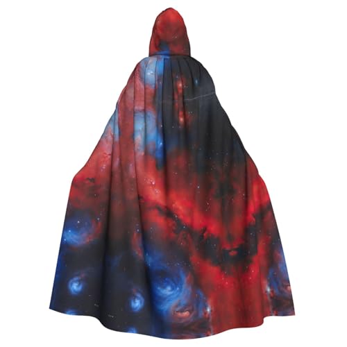 YaWea Roter blauer Galaxie-Druck, Unisex-Kapuzenumhang, leichter Zauberer-Umhang, für Halloween, Cosplay-Kostüme von YaWea