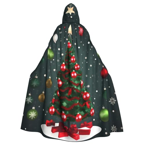 YaWea Unisex Kapuzenumhang mit Weihnachtsbaum und Kugeln, leichter Zauberer-Umhang, für Halloween, Cosplay-Kostüme von YaWea