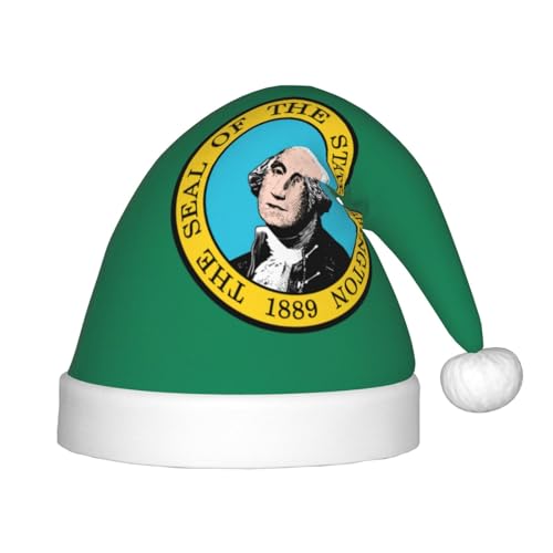 YaWea Weihnachtsmütze mit Washington-Flagge, Weihnachtsmannmütze, Weihnachtsmütze für Weihnachtsdekoration von YaWea