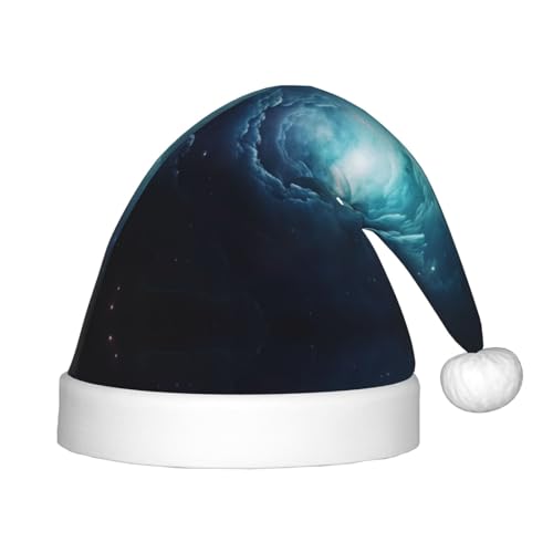 YaWea Weihnachtsmütze mit blauem Galaxie-Druck, Weihnachtsmannmütze, Weihnachtsmütze für Weihnachtsdekoration von YaWea