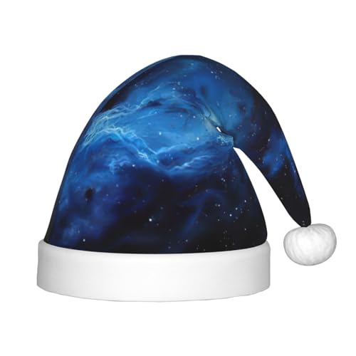 YaWea Weihnachtsmütze mit blauem Galaxie-Druck, Weihnachtsmannmütze, Weihnachtsmütze für Weihnachtsdekoration von YaWea