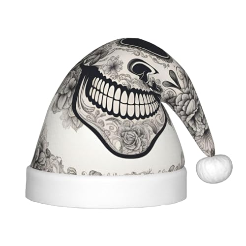 YaWea Weihnachtsmütze mit mexikanischem Totenkopf-Aufdruck, Weihnachtsmannmütze, Weihnachtsmütze für Weihnachtsdekoration von YaWea