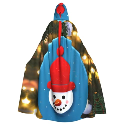 YaWea Weihnachtsumhang mit Schneemann-Druck, Unisex, mit Kapuze, leichter Zauberer-Umhang, für Halloween, Cosplay-Kostüme von YaWea