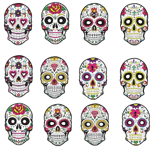 YaYuanSun Tag der Toten Masken, Dia De Los Muertos Papiermasken, Zuckerschädel Skelettmasken, Halloween-Kostüm-Zubehör, Dia de Los Muertos Tag der Toten Halloween-Partyzubehör (A) von YaYuanSun