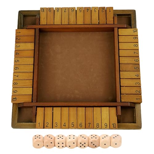 Shut The Box Würfelspiel Für 2-4 Spieler, Holz Tisch Spiel Klassisch Würfelspiel Board Spielzeug, fl-ip-Zahlen-Spiel,4-Seitiges Holz Brettspiel Und 8 Würfel, Für Bar, Party, Freizeit Und Zuhause Shut The Box Würfelspiel Für 2-4 Spieler, Holz Tisch Spiel Klassisch Würfelspiel Board Spielzeug, fl-ip-Zahlen-Spiel,4-Seitiges Holz Brettspiel Und 8 Würfel, Für Bar, Party, Freizeit Und Zuhause von Yabauuop