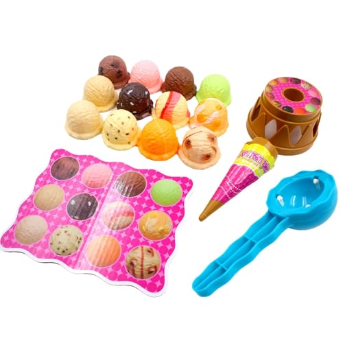 Yabauuop Eiscreme-Spielzeug-Stapelturm,Eiscreme-Stapelspielzeug für Kleinkinder - Stapelbare Kugel-Eiscreme | Pädagogisches Eistüten-Spielset, Eiscreme-Turm, Balancierspiel, Rollenspiel-Essen für von Yabauuop