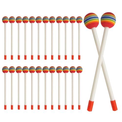 Yabauuop Handtrommel-Percussion-Sticks, Kinder-Drumsticks - Mallets Percussion Rainbow Lollipop Drumsticks,Weiche Regenbogen-Lollipop-Trommelstöcke, buntes Musikspielzeug, Schlaginstrument für von Yabauuop