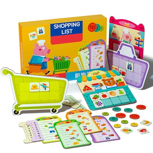 Yabauuop Kinder-Einkaufslisten-Spielzeugset,Einkaufslisten-Spielzeug - Shopping-Spielset-Matching-Spiel - Interaktive Vorschulspiele, passende Karten, Lernspielzeug, Brettspiele, von Yabauuop