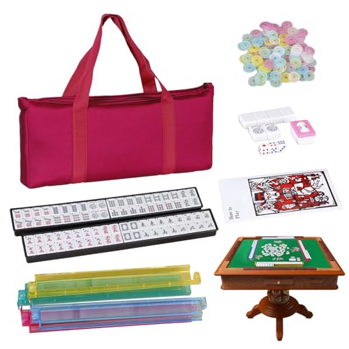 Yabauuop Mahjong Spieleset - 166 Teile Kompaktes Reise Mah-Jongg Spiel mit Zubehör - Vollständiges Spiel Mit Linealen & Würfeln Für Anfänger, Senioren & Einsteiger Yabauuop Mahjong Spieleset - 166 Teile Kompaktes Reise Mah-Jongg Spiel mit Zubehör - Vollständiges Spiel Mit Linealen & Würfeln Für Anfänger, Senioren & Einsteiger von Yabauuop