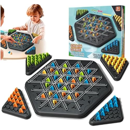 Kettendreieck-Schachspiel, Dreieckspiel mit Gummibändern, Kettenschach-Desktop-Puzzlespiel, Gebietseroberungsspiel, Lernspielzeug für Kinder ab 8 Jahren, Strategie-Brettspiele (1pc) von Yacriso