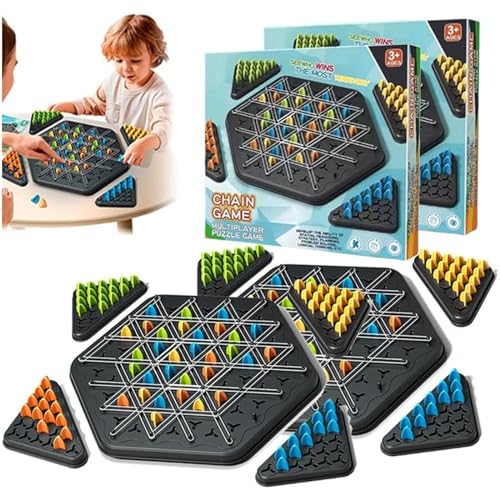 Kettendreieck-Schachspiel, Dreieckspiel mit Gummibändern, Kettenschach-Desktop-Puzzlespiel, Gebietseroberungsspiel, Lernspielzeug für Kinder ab 8 Jahren, Strategie-Brettspiele (2pcs) von Yacriso