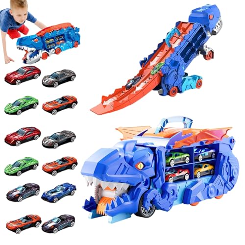 Dinosaurier-Auto-Spiel-LKW, Dinosaurier-LKW-Transporter, Transporter Ultimate T-Rex-Transporter, Geschenk-Trägerfahrzeuge-Set for Kinder(12 car) von Yagerod