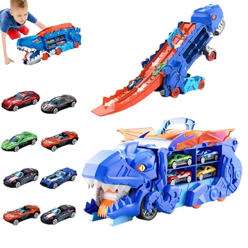 Dinosaurier-Auto-Spiel-LKW, Dinosaurier-LKW-Transporter, Transporter Ultimate T-Rex-Transporter, Geschenk-Trägerfahrzeuge-Set for Kinder(8 car) von Yagerod