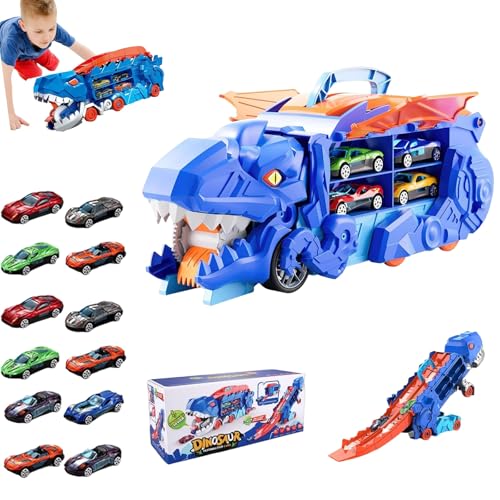 Kids-Finds Dinosaur Car Play Truck, Dinosaur Car Transporter, Dinosaur Truck Transporter, Transporter Ultimate T Rex Transporter, Gift Carrier Vehicles Set for Kids(12 car) von Yagerod