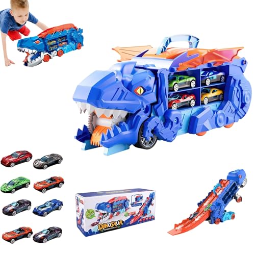 Kids-Finds Dinosaur Car Play Truck, Dinosaur Car Transporter, Dinosaur Truck Transporter, Transporter Ultimate T Rex Transporter, Gift Carrier Vehicles Set for Kids(8 car) von Yagerod