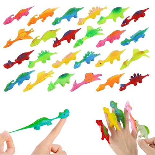 Yagerod Signaturte Slingshot Dinosaur Finger Toys, Finger Dinosaurs Sling Shot That Stick to Walls, 20pcs Dinosaur Slingshot Toys for Kids, Random Color (Random Color,20pcs) von Yagerod