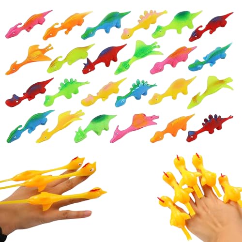 Yagerod Signaturte Slingshot Dinosaur Finger Toys, Finger Dinosaurs Sling Shot That Stick to Walls, 20pcs Dinosaur Slingshot Toys for Kids, Random Color (Turkey,20pcs) von Yagerod