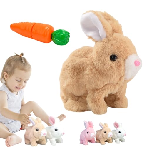 Yagerod Bunby - My Realistic Bunny Toy, Realistic Bunny Toys for Kids, Realistic Bunny Plush, Realistic Bunny That Moves, Limb Wiggling and Ears Shaking, Make a Sound Interaction (Brown) von Yagerod