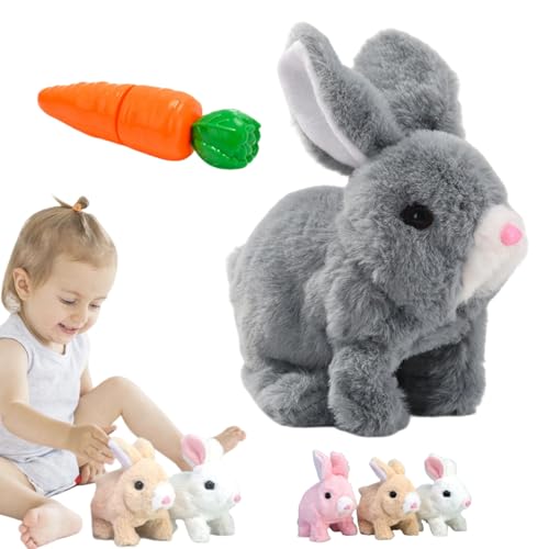 Yagerod Bunby - My Realistic Bunny Toy, Realistic Bunny Toys for Kids, Realistic Bunny Plush, Realistic Bunny That Moves, Limb Wiggling and Ears Shaking, Make a Sound Interaction (Grey) von Yagerod