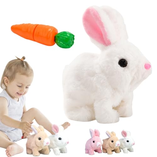 Yagerod Bunby - My Realistic Bunny Toy, Realistic Bunny Toys for Kids, Realistic Bunny Plush, Realistic Bunny That Moves, Limb Wiggling and Ears Shaking, Make a Sound Interaction (White) von Yagerod