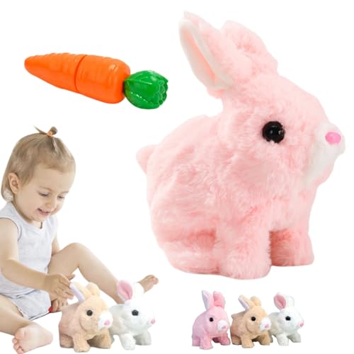 Yagerod Bunby - My Realistic Bunny Toy, Realistic Bunny Toys for Kids, Realistic Bunny Plush, Realistic Bunny That Moves, Limb Wiggling and Ears Shaking, Make a Sound Interaction (pink) von Yagerod