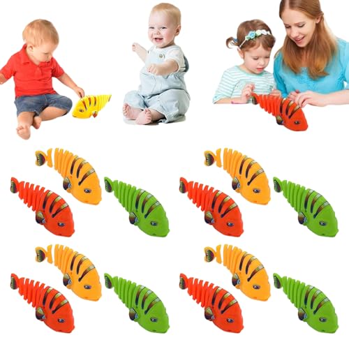 Yagerod Plastic Wind-Up Wiggle Fish Toys, 2024 New Creative Clockwork Swinging Cartoon Fish Toys, Funny Wind Up Clockwork Fish Toys, Creative Wind-Up Children's Toys (Mixed Color) (12PCS) von Yagerod