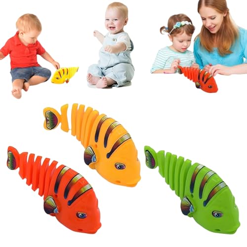 Yagerod Plastic Wind-Up Wiggle Fish Toys, 2024 New Creative Clockwork Swinging Cartoon Fish Toys, Funny Wind Up Clockwork Fish Toys, Creative Wind-Up Children's Toys (Mixed Color) (3PCS) von Yagerod