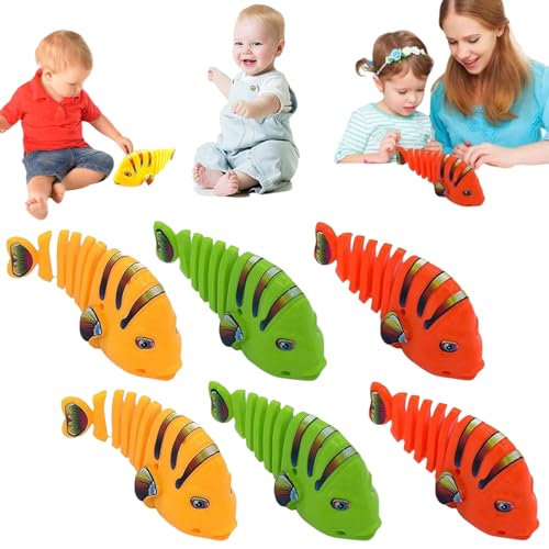 Yagerod Plastic Wind-Up Wiggle Fish Toys, 2024 New Creative Clockwork Swinging Cartoon Fish Toys, Funny Wind Up Clockwork Fish Toys, Creative Wind-Up Children's Toys (Mixed Color) (6PCS) von Yagerod