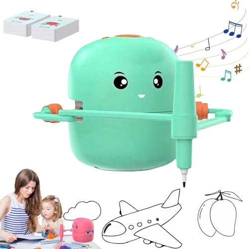 Yagerod Zeichenroboter, interaktiver pädagogischer Zeichenroboter für Kinder, Roboter-Zeichenspielzeug, magischer Zeichenroboter für Kinder mit Karten, für Mädchen und Jungen (B-Green) von Yagerod