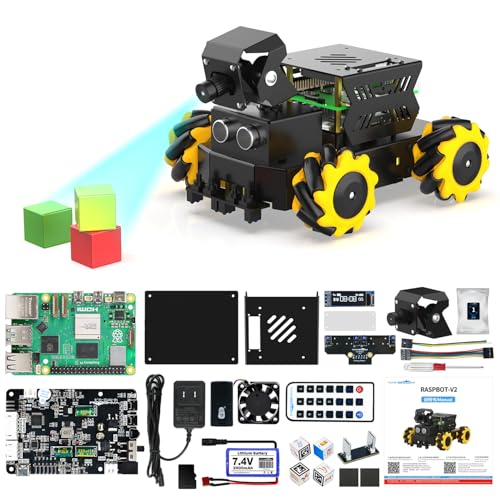 Yahboom RPi-5 2GB Robot Car Kit Ros Robot Uses Python Programming,Supports App Control,PC Control and Infrared Remote Control,Mecanum Wheel Automatic Line Patrol Driving (with RPi5-2GB) von Yahboom