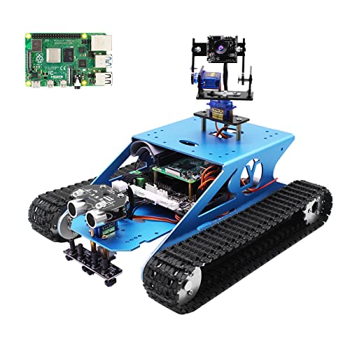 Yahboom Raspberry Pi 4B Roboter mit programmierbarer Kamera, AI Python Electronic DIY Tank Roboter-Set für Jugendliche Erwachsene Stem kompatibel Pi 4B Modell 3B (mit Pi 4B-4GB) von Yahboom