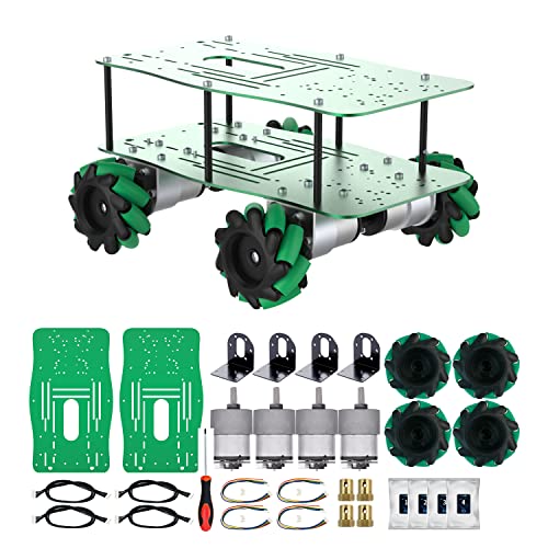 Yahboom Smart Robot Frame All Metal Intelligent Car Chassis Kit with 520 DC Motor School Education Electronic Project Kit (No Suspension Chassis with Mecanum Wheel) von Yahboom