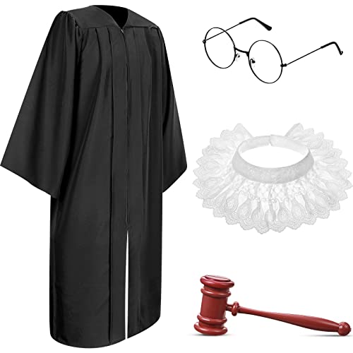 Yahenda Richter-Kostüm-Zubehör, Robe, Spitze, falscher Kragen, Kunststoff-Havel, runde Brille für Halloween, Cosplay, Party, Gastgeschenk (Erwachsenengröße), 4 Stück von Yahenda