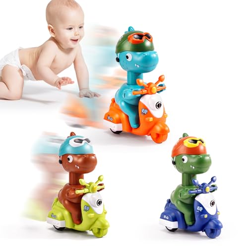 Yaixu Motorrad Spielzeug ab 1 Jahr Jungen und Mädchen,3 Stück Dinosaurier Baby Motorrad Spielzeug,Press-and-Go Spielfahrzeug Set für Kleinkinder 10 12 18 Monate,Geschenk für Kinder ab 1 2 3 Jahr von Yaixu