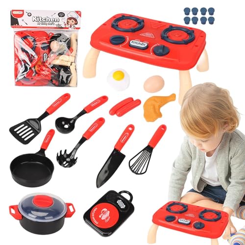 Yajexun Pretend Cooking Playset, Kochgeschirr-Spielzeug - Interaktives elektrisches Spielzeug für Kinder | Stellen Sie sich eine Küche mit Sound vor, um Feinmotorik, Vorstellungskraft und von Yajexun