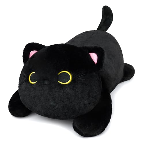 Yamepuia Weighted Stuffed Animal,45cm Schwarze Katze Gewichtskuscheltiere,Kawaii Gewicht Stofftier Katze PlüSchtier,Katze Kuscheltier Geschenke füR Kinder (Schwarze,45cm) von Yamepuia