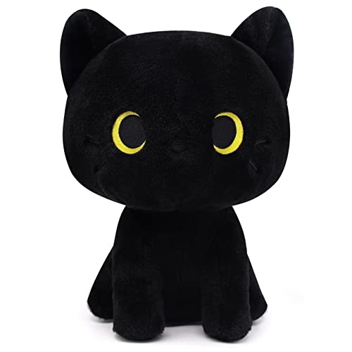 Yamepuia Schwarze Katze Plüschtier, niedliche Schwarze Katze Plüschtiere Kawaii Schwarze Katze Plüsch Puppe, kreative weiche gefüllte Katze Plüschtiere für Kinder Geburtstag Weihnachten von Yamepuia