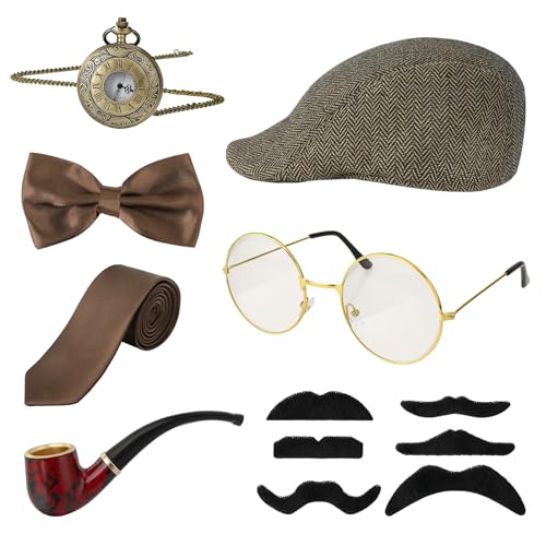 Yamitora 20er Jahre Kostüm Herren Accessoires, peaky blinders anzug, Mafia Karneval Kostüm Herren, Fasching Kostüme Herren Hosenträger Herren Kostüm Set Deko von Yamitora