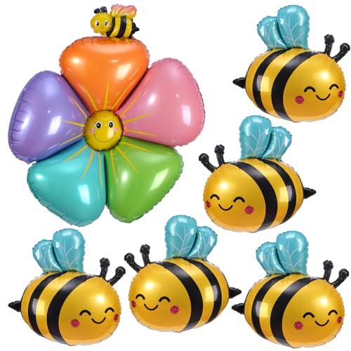 Yamitora 6 Stück Biene Luftballons, Folienballon Kindergeburtstag Gelb Biene Folienballon für Geburtstag Baby Shower Jungle Theme Deko von Yamitora