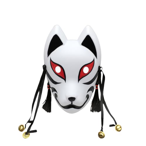 YangYong Fuchsmaske, mittelgroße Kitsune Kabuki-Maske für Jungen, japanische Comic-Anime-Thema-Kostümmaske für Maskenball, Party, Halloween von YangYong