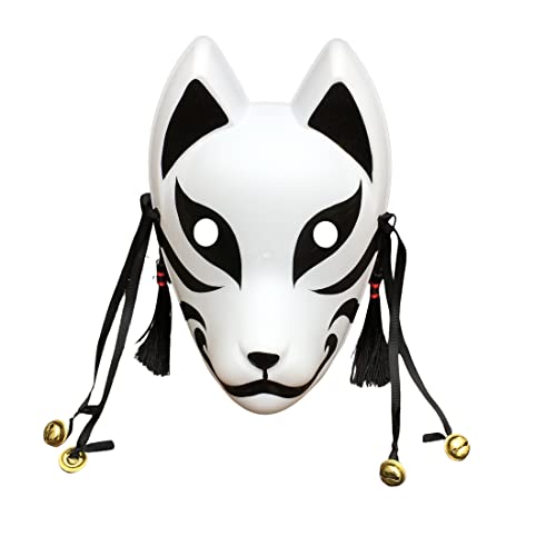 YangYong Fuchsmaske, mittelgroße Kitsune Kabuki-Maske für Jungen, japanische Comic-Anime-Thema-Kostümmaske für Maskenball, Party, Halloween von YangYong