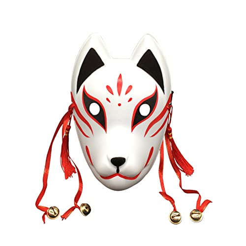 YangYong Fuchsmaske, mittelgroße Kitsune Kabuki-Maske für Jungen, japanische Comic-Anime-Thema-Kostümmaske für Maskenball, Party, Halloween von YangYong