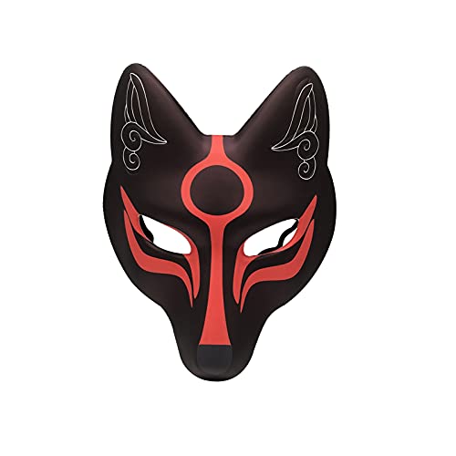 YangYong Kitsune Fuchsmaske für Halloween Maskerade Party, Kabuki PU Masken für Kostüm von YangYong