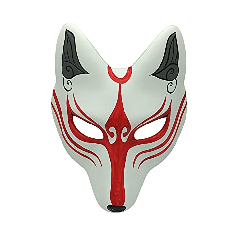 YangYong Kitsune Fuchsmaske für Halloween Maskerade Party, Kabuki PU Masken für Kostüm von YangYong