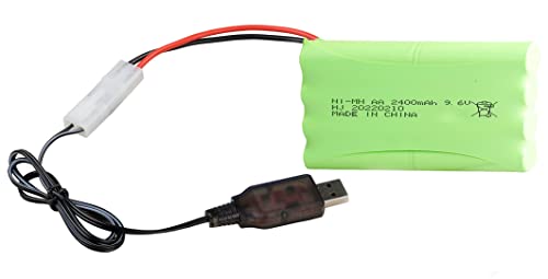 Yangers 9,6 V 2400 mAh NI-MH Akku RC-Akkus Tamiya-Stecker mit USB-Ladegerät-Set für RC Auto Offroad LKW Jumper Fahrzeug Drift Monster Spielzeug von Yangers