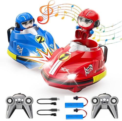 Yangers Fernbedienung Auto Cartoon für Kinder ab 3, RC Rennwagen Ferngesteuerte Autoscooter RC Autos 2er Set, Bumper Cars Go Kart Auto Kind Spielzeug Weihnachten Geschenke Geburtstag für Jungs Mädchen von Yangers