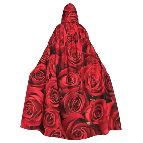 Yanglong Roter Rose-Aufdruck, Uni, Umhang mit Kapuze, für Halloween, Tod, Vampir, Cosplay-Kostüme von Yanglong