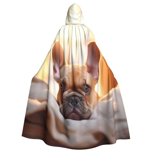 Yanglong Uni-Bademantel mit Kapuze, Motiv: französische Bulldogge 2, für Erwachsene, für Halloween, Tod, Vampir, Cosplay-Kostüme von Yanglong