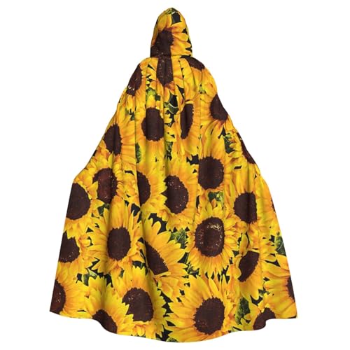 Yanglong Uni Kapuzenumhang mit gelbem Sonnenblumen-Aufdruck, für Erwachsene, Halloween, Tod, Vampir, Cosplay-Kostüme von Yanglong